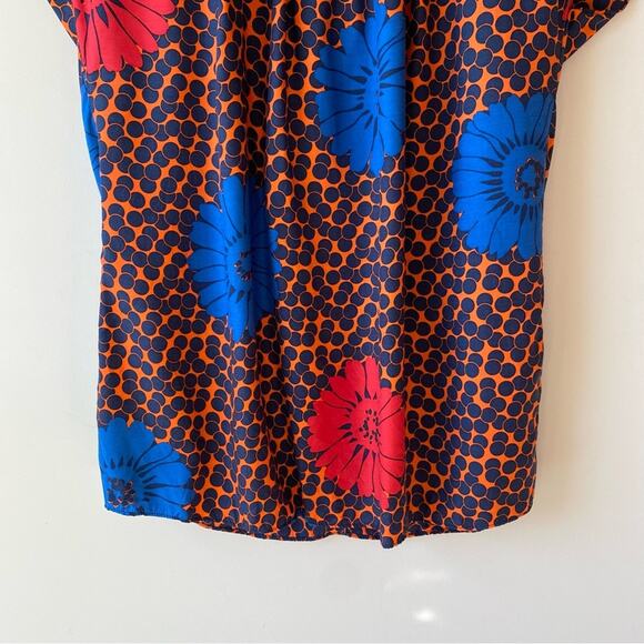 Boden Silk Blend Floral Dot Print Cap Sleeve Top Blouse Multicolor Colorful Sz 2 - Picture 3 of 7